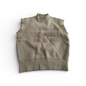 Fear of God Kids Sleeveless Sweatshirt Beige Mock Neck Fleece